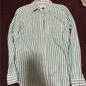 Universal Thread Green and White Striped Relaxed-Fit Shirt